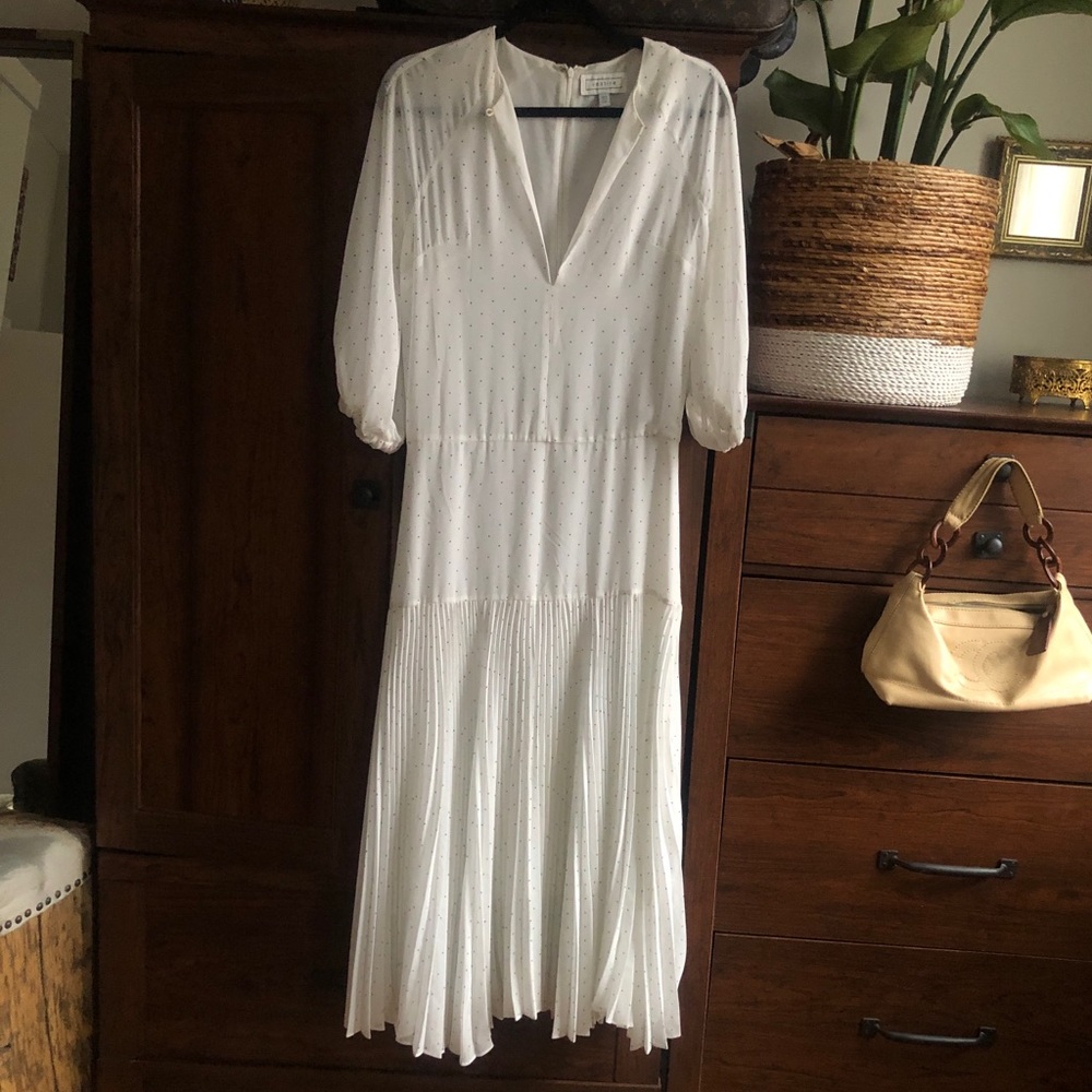 Flowy Maxi Dress White Polka Dot